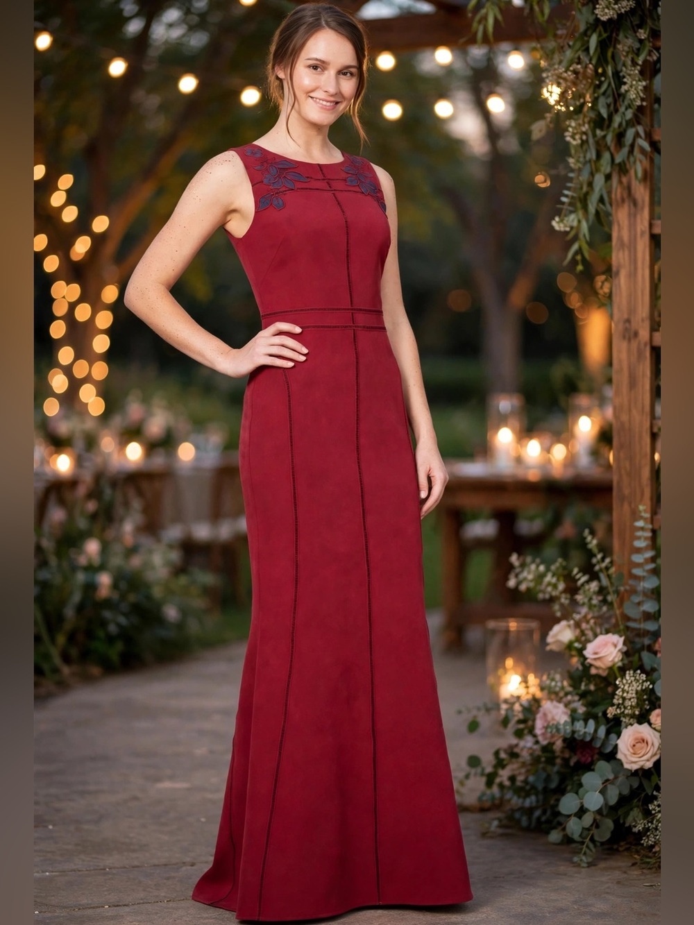 Marchesa Notte Burgundy Vine Gown Dress 12